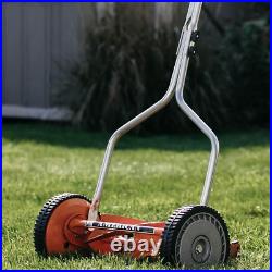 14-Inch 4-Blade Push Reel Lawn Mower Lightweight, Eco-Friendly, Red Finish