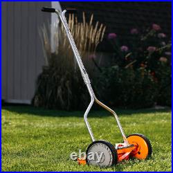14-Inch 4-Blade Push Reel Lawn Mower Lightweight, Eco-Friendly, Red Finish