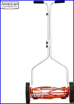 14-Inch 4-Blade Push Reel Lawn Mower Lightweight, Eco-Friendly, Red Finish