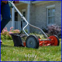 14-Inch 4-Blade Push Reel Lawn Mower Lightweight, Eco-Friendly, Red Finish