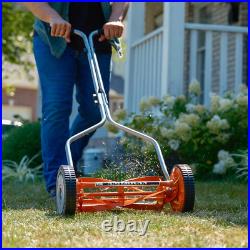 14-Inch 4-Blade Push Reel Lawn Mower Lightweight, Eco-Friendly, Red Finish