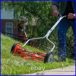 14-Inch 4-Blade Push Reel Lawn Mower Lightweight, Eco-Friendly, Red Finish