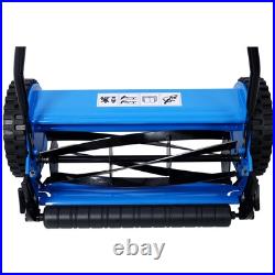 14 Inch 5 Blade Manual Push Reel Lawn Mower with Grass Catcher Blue Finish