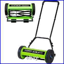 14-Inch Metal Push Reel Mower 4-Blade Adjustable Height Manual Garden Yard