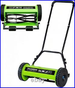 14-Inch Metal Push Reel Mower 4-Blade Adjustable Height Manual Garden Yard