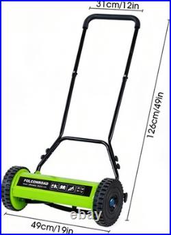 14-Inch Metal Push Reel Mower 4-Blade Adjustable Height Manual Garden Yard
