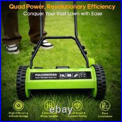 14-Inch Metal Push Reel Mower 4-Blade Adjustable Height Manual Garden Yard