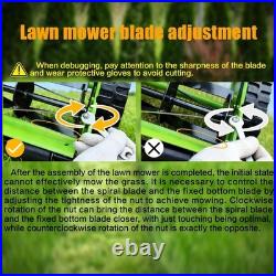 14-Inch Metal Push Reel Mower 4-Blade Adjustable Height Manual Garden Yard