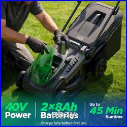 18 40V Max Brushless Cordless Electric Lawn Mower Includes 2X20V 8.0Ah Batter