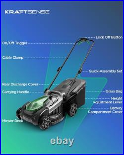 18 40V Max Brushless Cordless Electric Lawn Mower Includes 2X20V 8.0Ah Batter