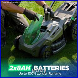 21 Cordless Lawn Mower, 20V Lightweight Push Mower with 2×8.0Ah Battery & Charg