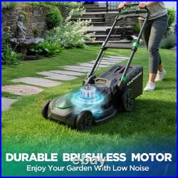 21 Cordless Lawn Mower, 20V Lightweight Push Mower with 2×8.0Ah Battery & Charg