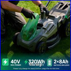 21 Cordless Lawn Mower, 40V Electric Mower with 2×8.0Ah Batteries & Charger, 8