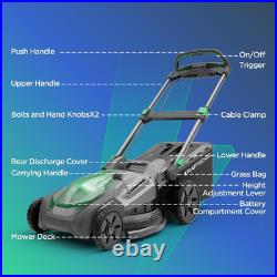 21 Cordless Lawn Mower, 40V Electric Mower with 2×8.0Ah Batteries & Charger, 8