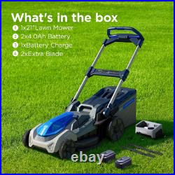 21 Cordless Lawn Mower, 80V Self-Propelled Mower with 2×4.0Ah Battery & Charger