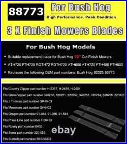 3 Set 88773 Blades 72 Cut Finish Mower Blades For Bush Hog Models ATH720 FTH720
