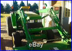 4710 John Deere utility tractor Green with 6' back blade, 6' finish mower 2004