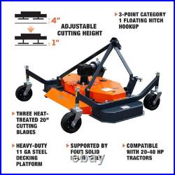 60in Universal Fit Finish Mower 20-40HP 3-Point Hitch PTO Equipped