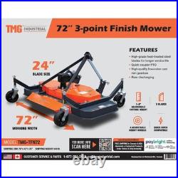 72-inch Finish Mower Dual Blade System 30-50HP 3-Point Hitch Equipped