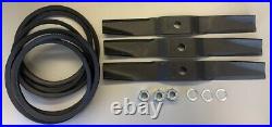 Caroni TC590 59006200 5' Finish Mower Set of 3 Blades, Nuts, Washers and 2 Belts