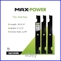 Durable Mower Blades, 54 Deck, 3 Blades, 18.75, Black Coated Finish