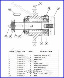 Finish mower Spindle, Lowey, Hull, Hardee, ITG 01-252, 00775017, 650897