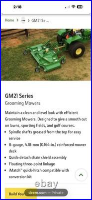 Frontier GM2190 Finish Grooming Mower 90 Deck 540 PTO John Deere 3 Point BEFCO
