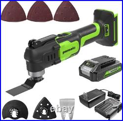 Greenworks 24V Cordless Oscillating Multi Tool with 13 Accessories 6 Speed 3° Os