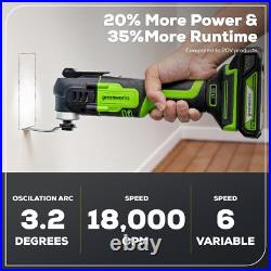 Greenworks 24V Cordless Oscillating Multi Tool with 13 Accessories 6 Speed 3° Os
