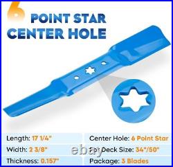 High-Performance 50 Mower Blades with 6-Point Star Design 6 Pack, Blue Finish