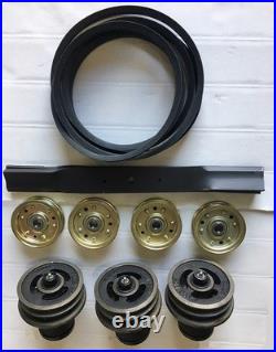King Kutter 5' Finish Mower Rebuild Kit, 3 Spindles, 3 Blades, 1 Belt, 4 Pulleys