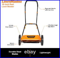 LMRM1602 16-Inch 5-Blade Push Reel Lawn Mower for a Perfect Lawn Finish