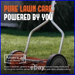 Precision Cutting 14-Inch Eco-Friendly Push Reel Mower 4 Blades, Red Finish
