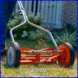 Precision Cutting 14-Inch Eco-Friendly Push Reel Mower 4 Blades, Red Finish