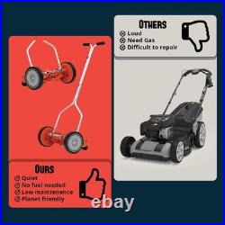 Precision Cutting 14-Inch Eco-Friendly Push Reel Mower 4 Blades, Red Finish