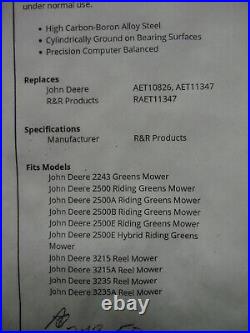 R&R Products RAET10826 9 Blade Mower Reel With Spline Drive, John Deere AET11347