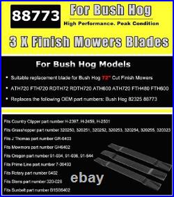 Set of 3 Replacement Blades for Bush Hog 72 Cut Finish Mowers Code 88773 82325