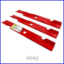 USA Made 3 Hi-Lift Lawn Mower Blades Set Max Power, Durable & Sharp Cutting